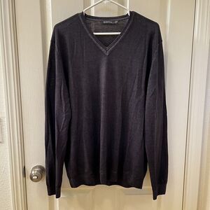 Bugatchi Merino Wool Pullover V-Neck Sweater Italy Charcoal Gray Men's Size XL